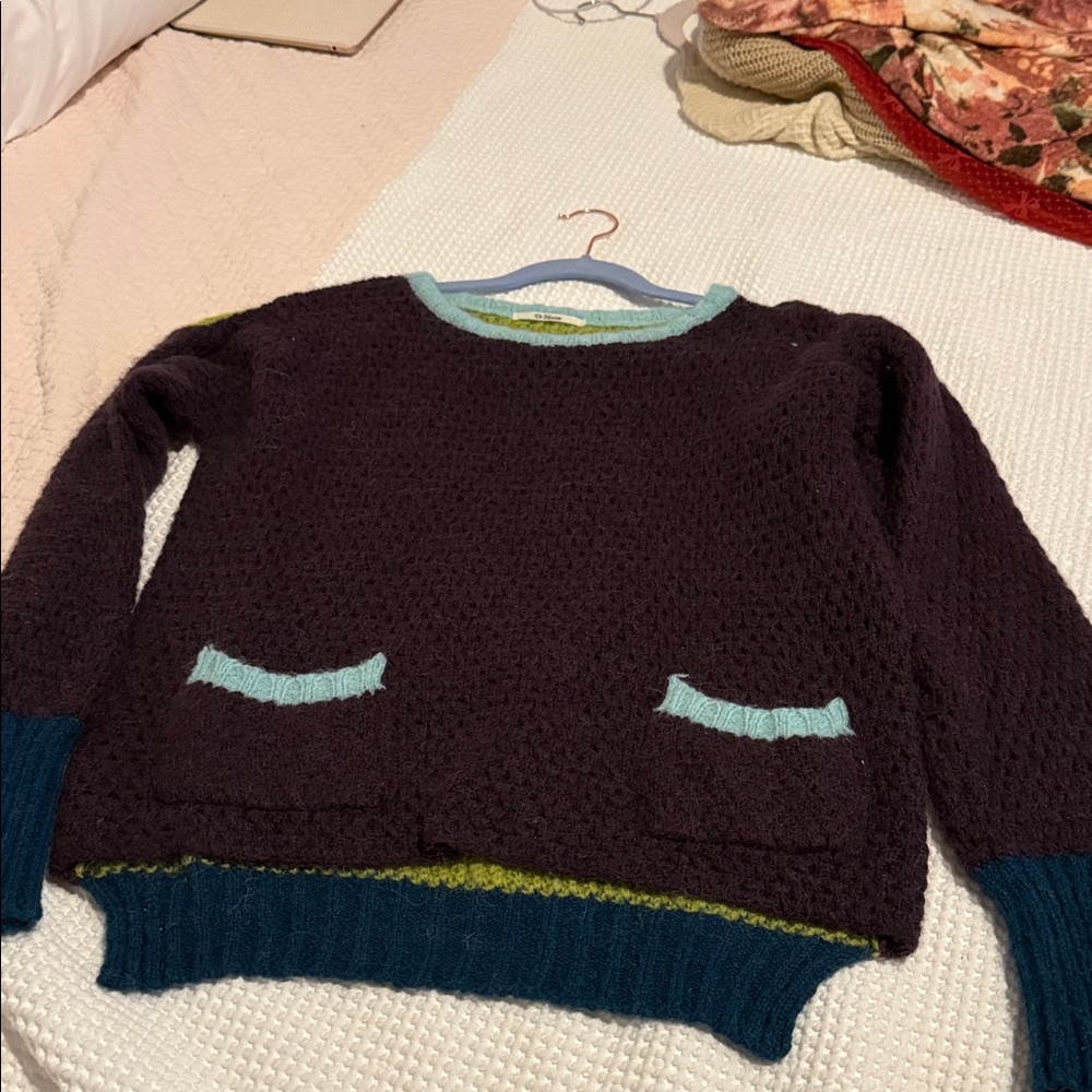 Bloom Women's Sweater in Dark Purple and Teal